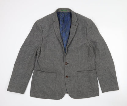 Additional front view of Easy men’s grey acrylic jacket blazer, size L