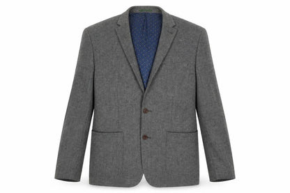 Front view of Easy men’s grey acrylic jacket blazer, size L
