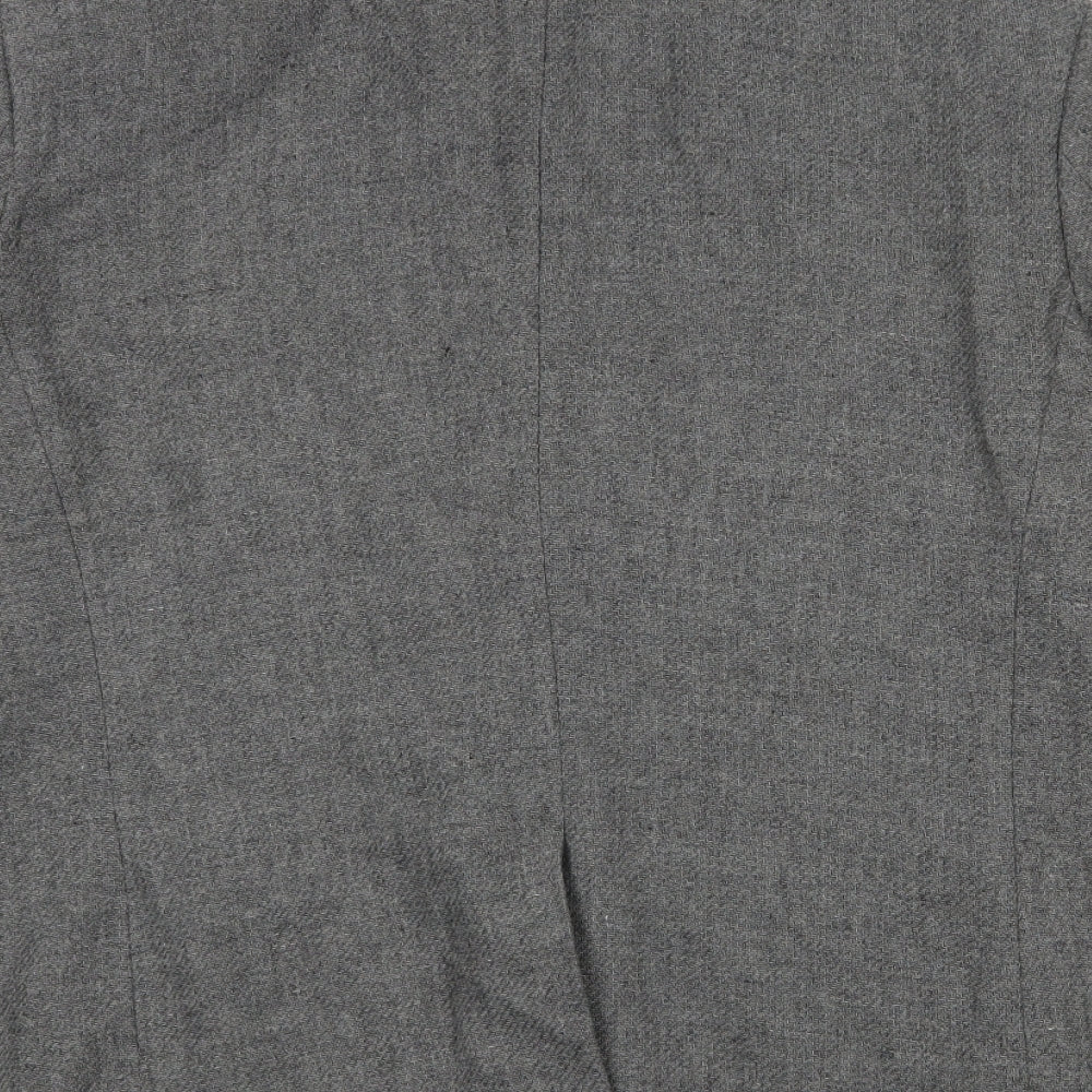 Brand and care label for Easy men’s grey acrylic jacket blazer, size L
