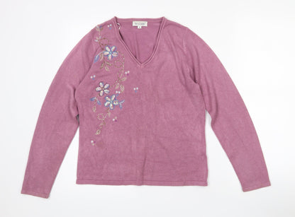 Womens UK Size M Fay Louise Purple Pullover Jumper