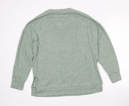 TU Womens Green V-Neck  Polyester Pullover Jumper Size 10