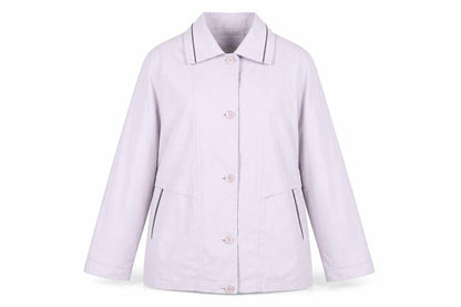 Front view of Debenhams women’s purple jacket coat, size UK 16, button