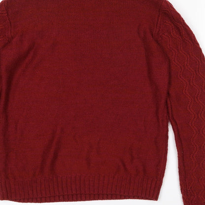 Womens UK Size S Papaya Red Pullover Jumper