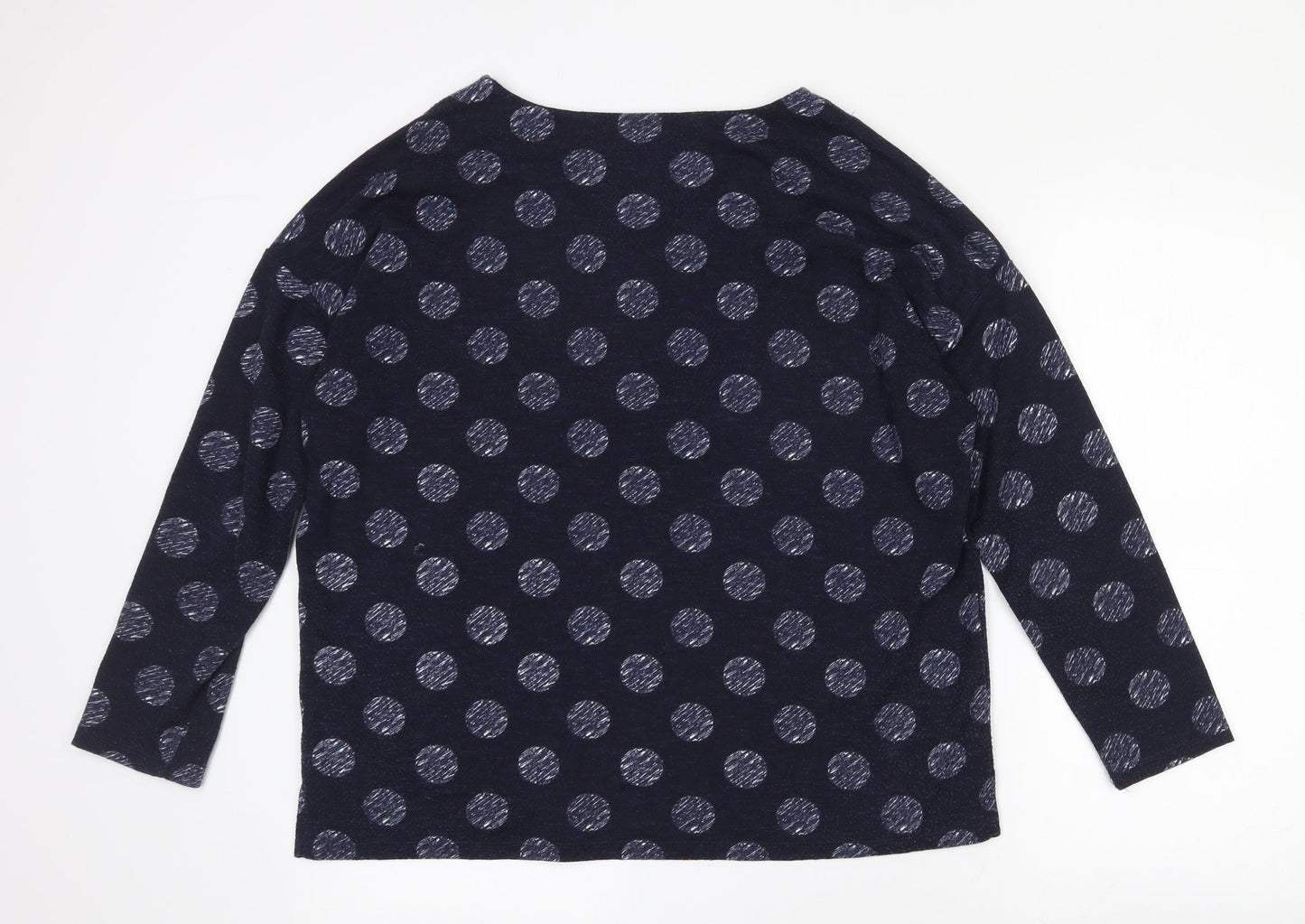 Bonmarché Womens Blue Polka Dot Polyester Jersey T-Shirt Size 12 Round Neck