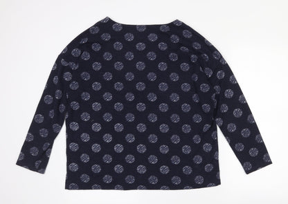 Bonmarché Womens Blue Polka Dot Polyester Jersey T-Shirt Size 12 Round Neck
