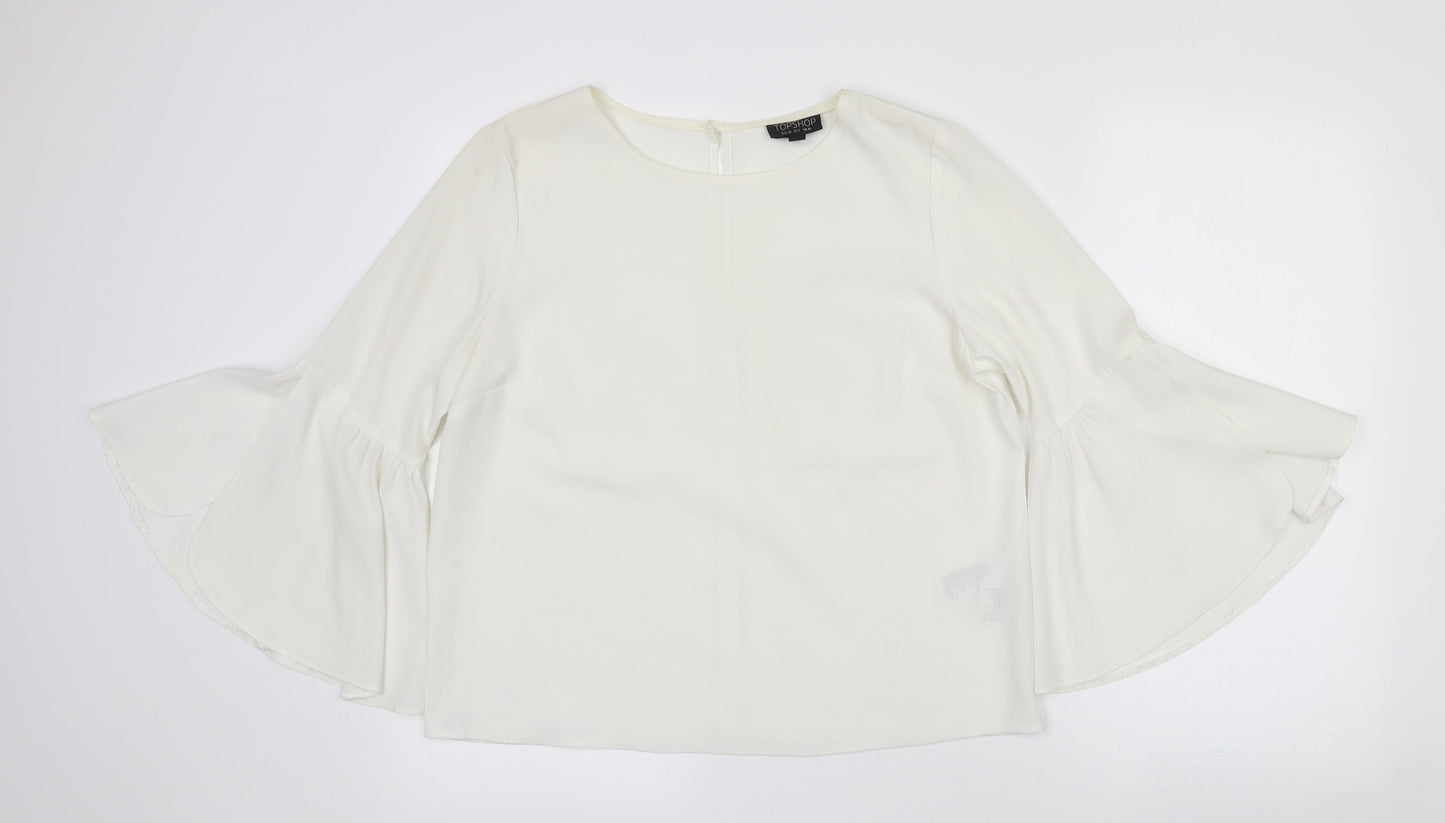 Womens UK Size 10 Topshop White Kimono Blouse