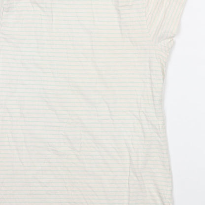 Primark Girls Ivory Striped Cotton Basic T-Shirt Size 11-12 Years Crew Neck  - Unicorn print