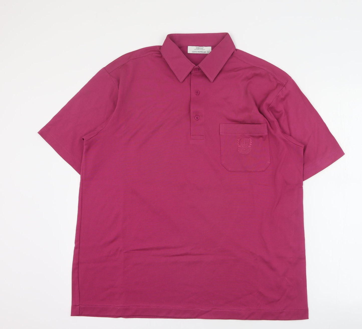 St Bernard Mens Pink  Cotton  Polo Size L Collared Button