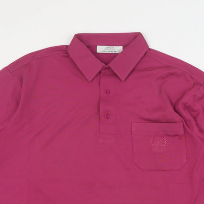 St Bernard Mens Pink  Cotton  Polo Size L Collared Button