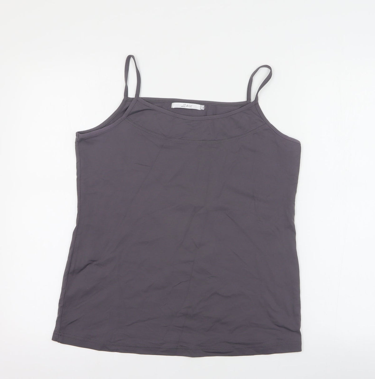 Additional front view of ZBiz women’s grey polyamide basic tank, size XL, round neck