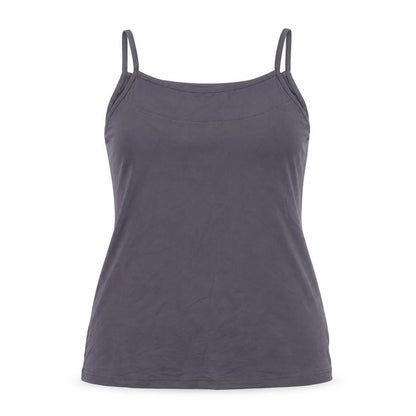 Front view of ZBiz women’s grey polyamide basic tank, size XL, round neck