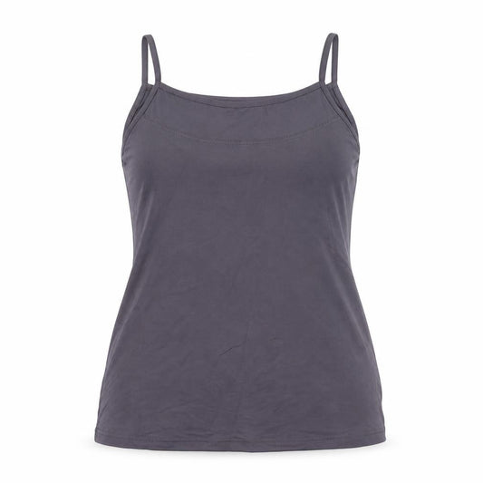 Front view of ZBiz women’s grey polyamide basic tank, size XL, round neck