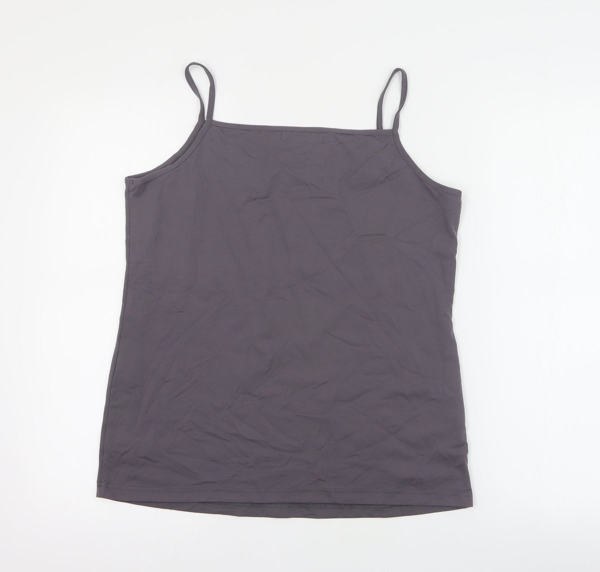 Back view of ZBiz women’s grey polyamide basic tank, size XL, round neck