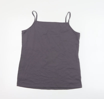 Back view of ZBiz women’s grey polyamide basic tank, size XL, round neck