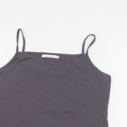 Close-up detail of ZBiz women’s grey polyamide basic tank, size XL, round neck