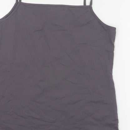 Brand and care label for ZBiz women’s grey polyamide basic tank, size XL, round neck