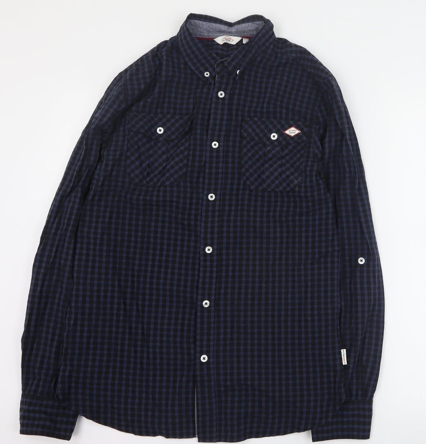 Mens UK Size S Lee Cooper Blue  Button-Up Long Sleeve Casual Shirt