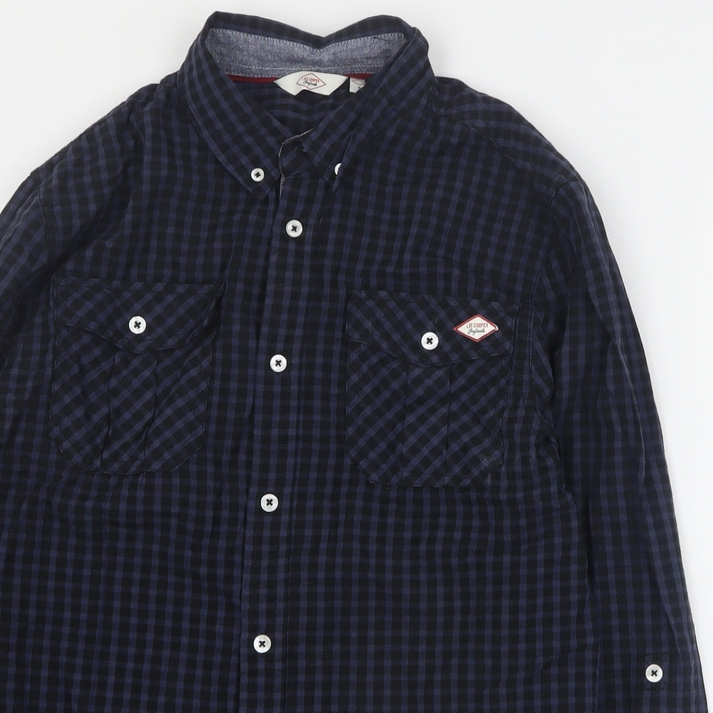 Mens UK Size S Lee Cooper Blue  Button-Up Long Sleeve Casual Shirt
