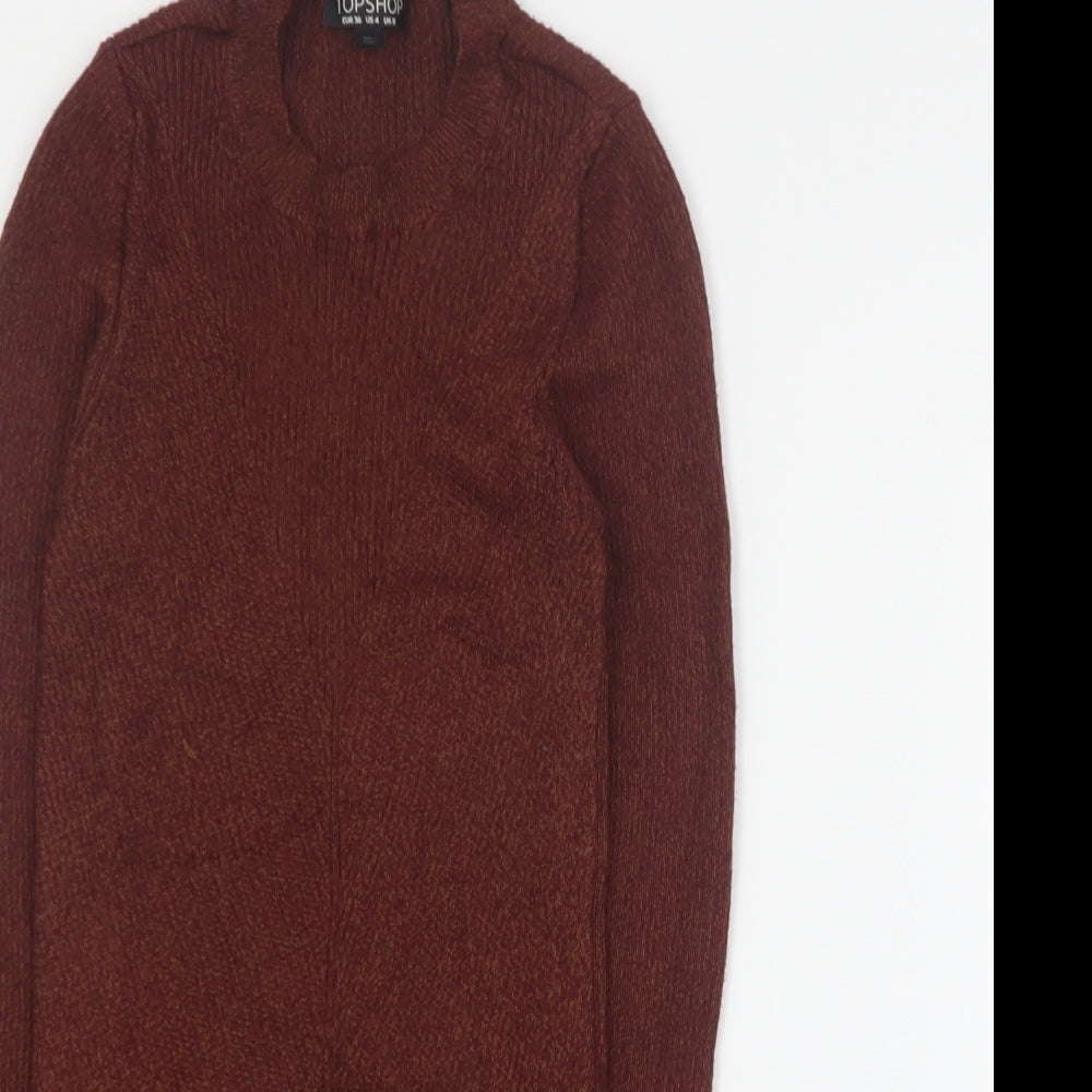 Womens UK Size 8 Topshop Brown Pullover Jumper