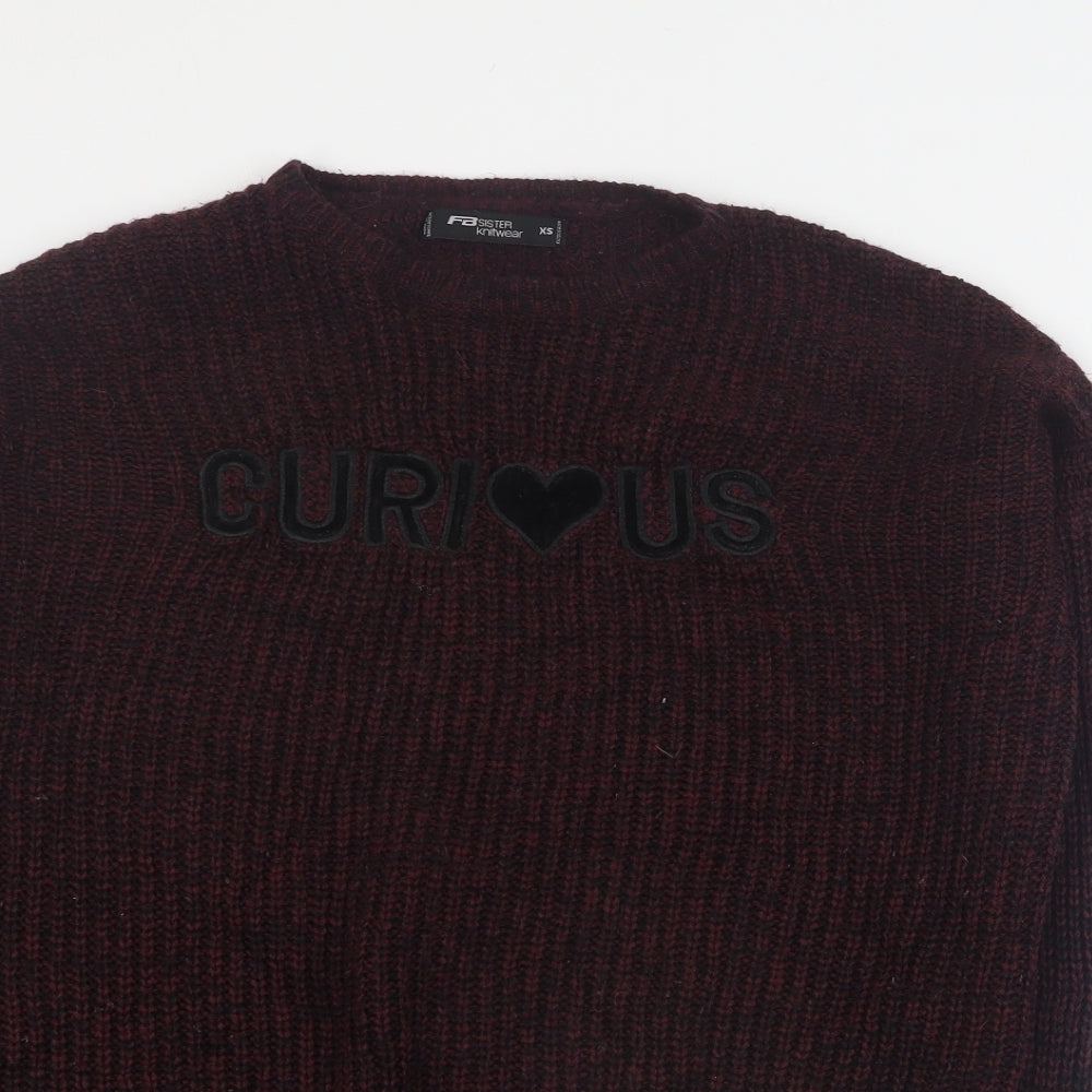 Womens UK Size XS FB Sister Red Pullover Jumper
