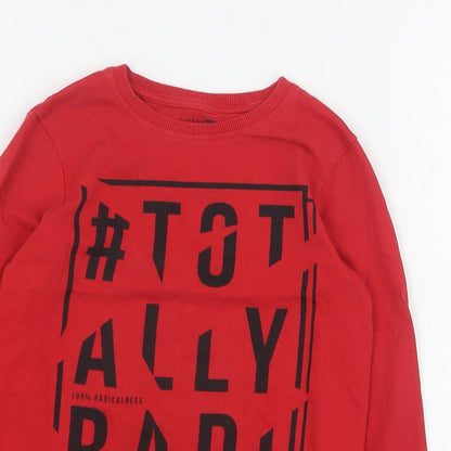 TU Boys Red  100% Cotton Basic T-Shirt Size 7 Years Crew Neck Pullover