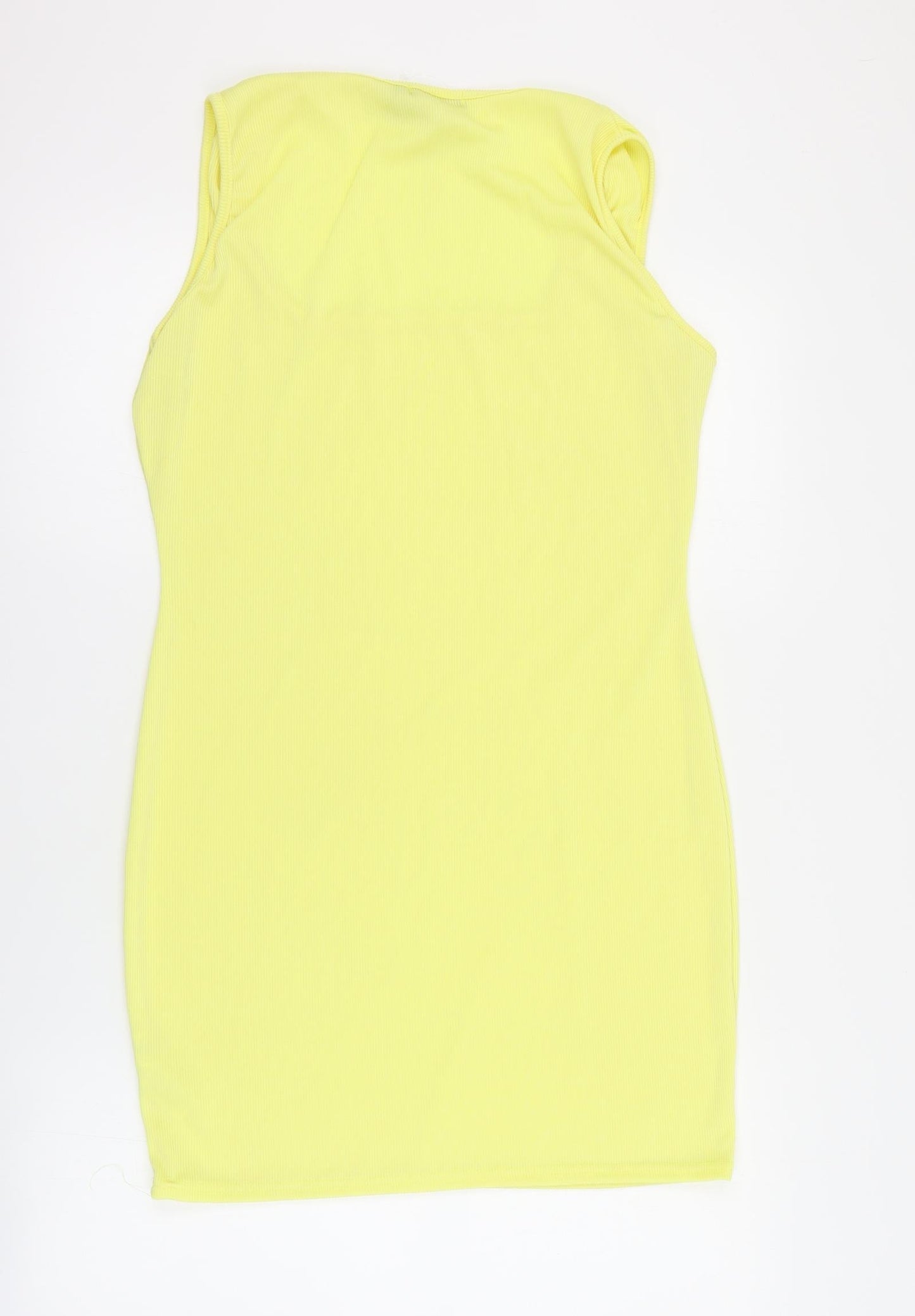 I SAW IT FIRST Womens Yellow  Polyester Bodycon  Size 16  Square Neck Pullover - Ribbed