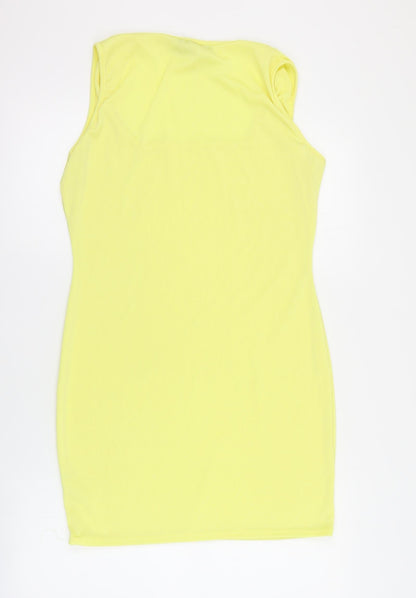 I SAW IT FIRST Womens Yellow  Polyester Bodycon  Size 16  Square Neck Pullover - Ribbed