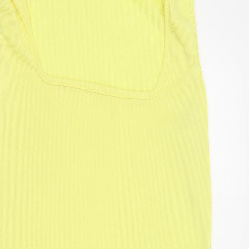 I SAW IT FIRST Womens Yellow  Polyester Bodycon  Size 16  Square Neck Pullover - Ribbed