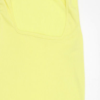 I SAW IT FIRST Womens Yellow  Polyester Bodycon  Size 16  Square Neck Pullover - Ribbed
