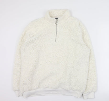 Additional front view of Peacocks women’s white 100% polyester pullover sweatshirt, size UK 14, zip