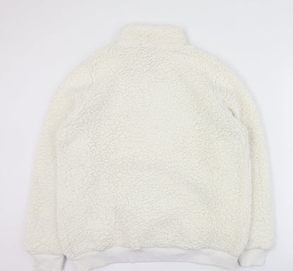 Back view of Peacocks women’s white 100% polyester pullover sweatshirt, size UK 14, zip