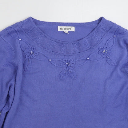 Womens UK Size M Fay Louise Blue Pullover Jumper