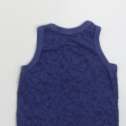 TU Boys Blue  100% Cotton Vest Sweatshirt Size 3-4 Years  Pullover - Dinasours
