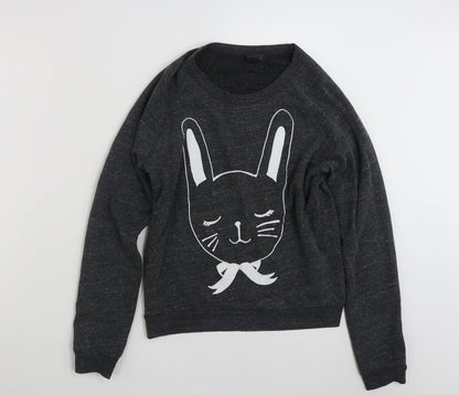 Topshop Womens Grey  Polyester Pullover Sweatshirt Size 8  Pullover - Cat