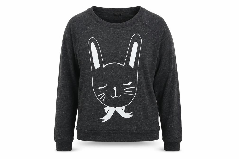 Front view of Topshop women’s grey polyester pullover sweatshirt, size UK 8, pullover - cat