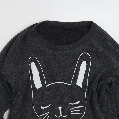 Topshop Womens Grey  Polyester Pullover Sweatshirt Size 8  Pullover - Cat