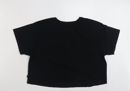 Womens UK Size L New Look Black Cropped T-Shirt