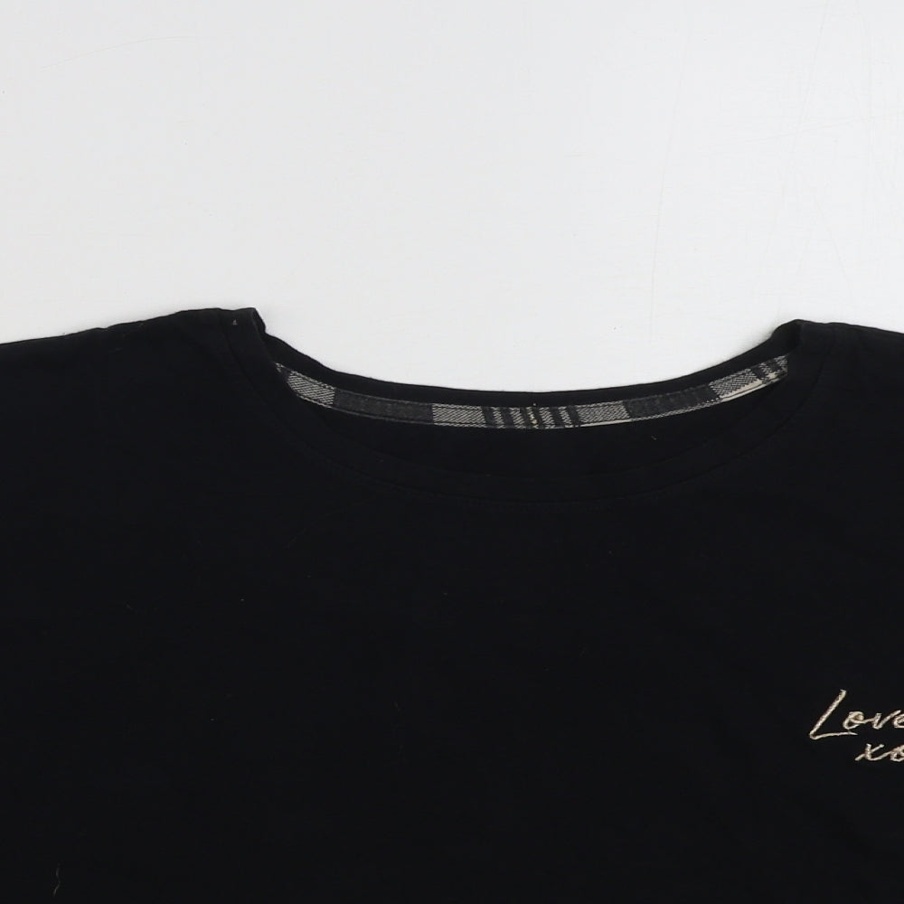 Womens UK Size L New Look Black Cropped T-Shirt