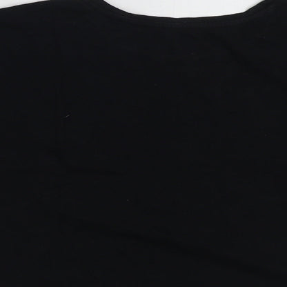 Womens UK Size L New Look Black Cropped T-Shirt