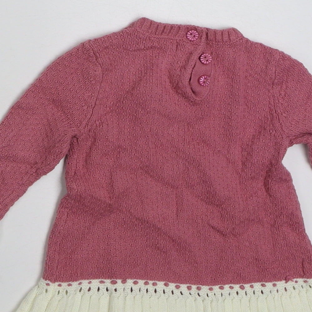 Max Studio Girls Pink  Cotton Jumper Dress  Size 3-6 Months  Crew Neck Button