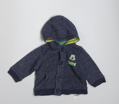 George Boys Blue  Cotton Cardigan Jumper Size 3-6 Months  Button - Mickey Mouse