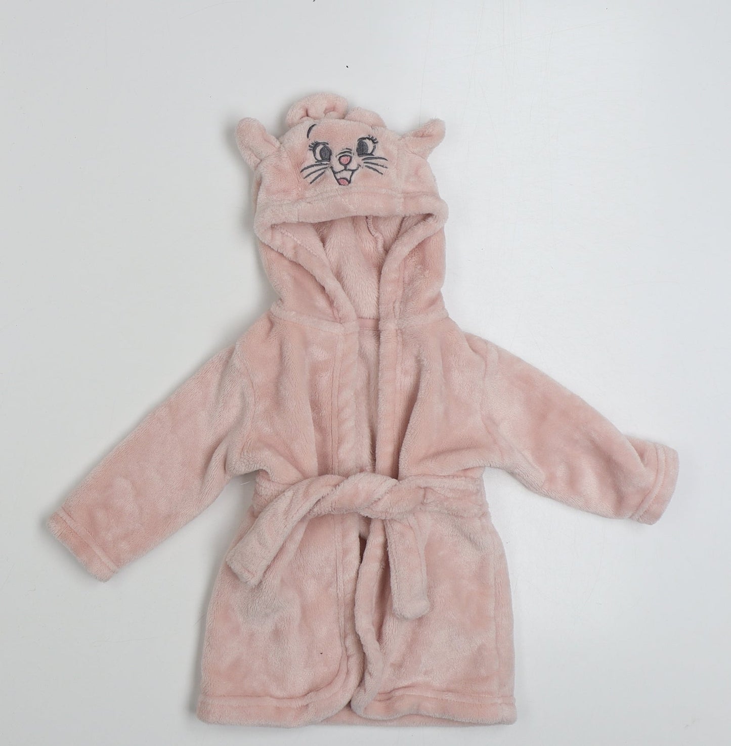 George Girls Pink Solid 100% Polyester Robe  Size 3-6 Months  Tie - Rabbit