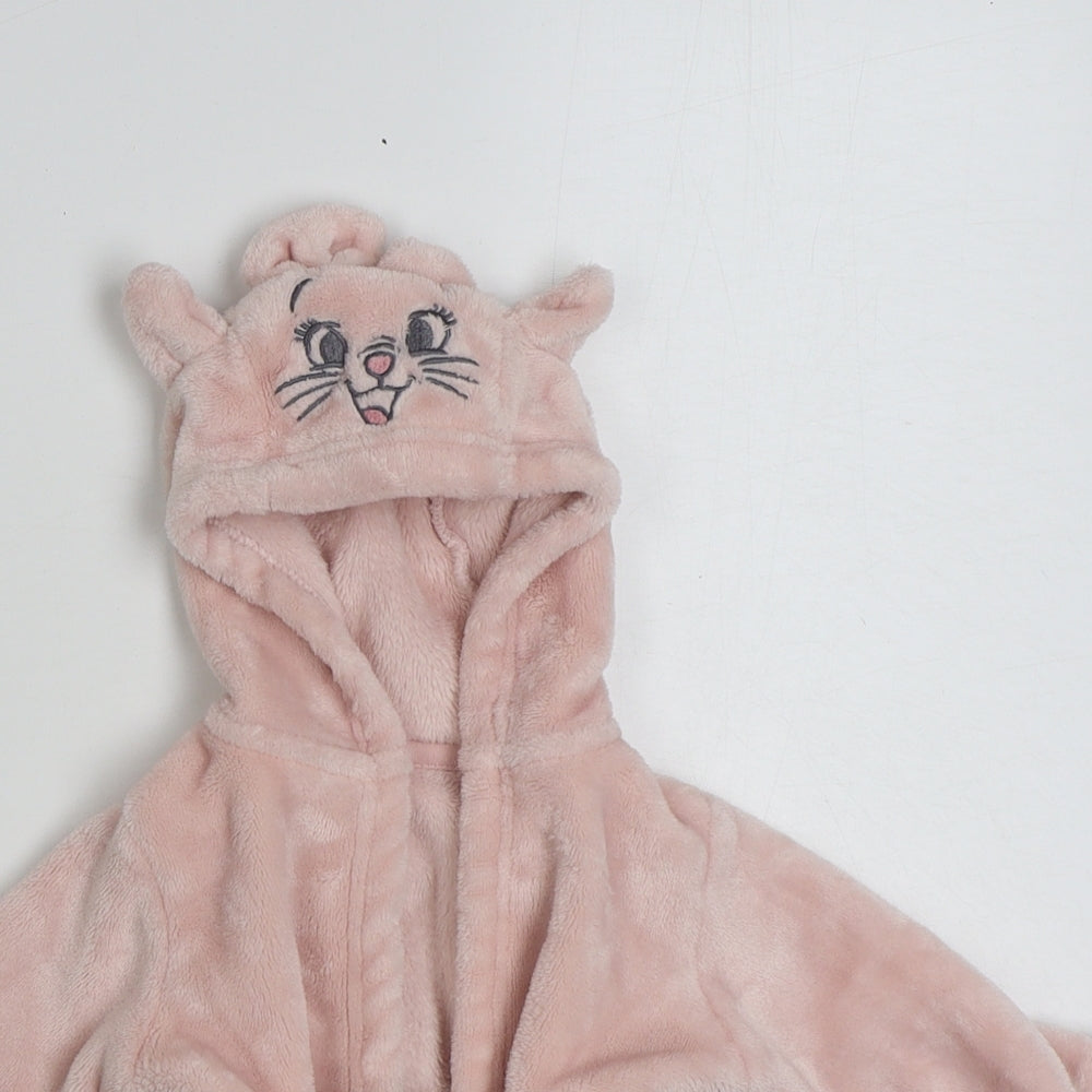 George Girls Pink Solid 100% Polyester Robe  Size 3-6 Months  Tie - Rabbit