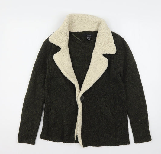 Primark Womens Green V-Neck  Polyester Cardigan Jumper Size 6