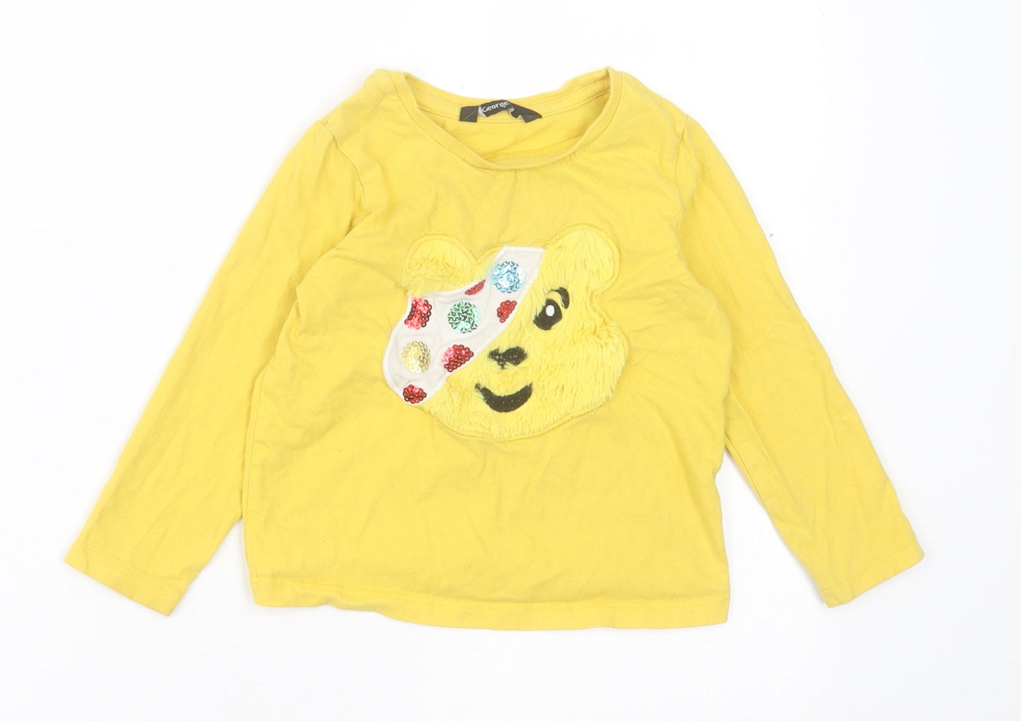 George Baby Yellow  Cotton Basic Casual Size 18-24 Months Crew Neck Pullover - Pudsey