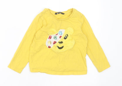 George Baby Yellow  Cotton Basic Casual Size 18-24 Months Crew Neck Pullover - Pudsey