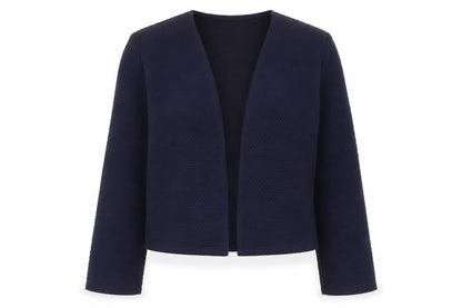 Front view of Tu women’s blue v-neck acrylic cardigan jumper, size UK 10