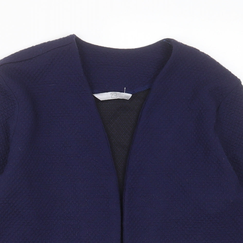 TU Womens Blue V-Neck  Acrylic Cardigan Jumper Size 10
