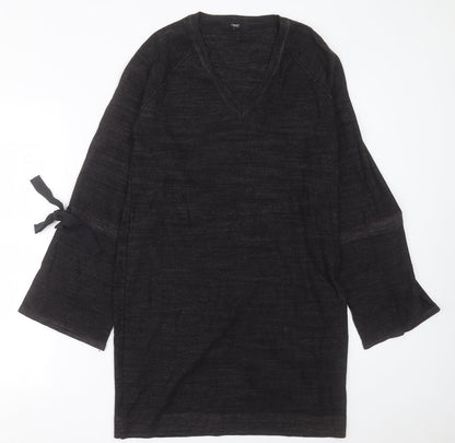 NEXT Womens Grey  Cotton Jumper Dress  Size 12  V-Neck Pullover