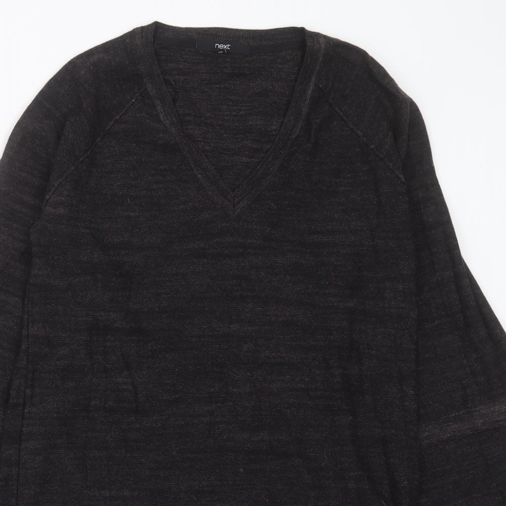 NEXT Womens Grey  Cotton Jumper Dress  Size 12  V-Neck Pullover